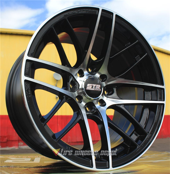 STR RACING-511 BLACK/MACHINE FACE 18X10 5X100+30 **STAGGERED ONLY**